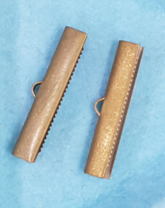 RIBBON ENDS - 30MM BRASS - ANTIQUE BRONZE COLOUR