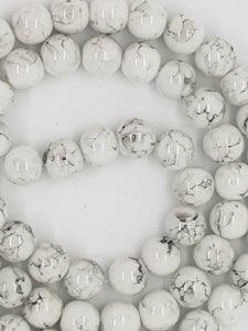 10MM  GLASS BEADS - WHITE - White Mottle