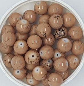 10MM GLASS BEADS - 25 PER PACKET - LIGHT BROWN