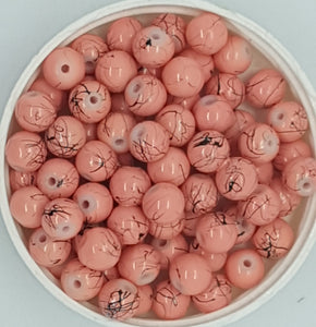 8MM GLASS BEADS - 20 BEADS PER PACKET -SALMON