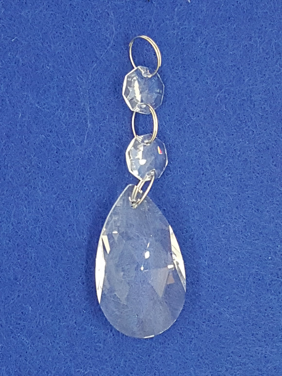 TEARDROPS - FACETED CRYSTAL GLASS CHANDELIER - DIAMOND CLEAR