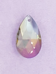 TEARDROPS - 28 x 17MM FACETED E.PLATED GLASS - GREY/CRIMSON