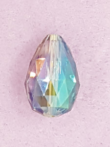 TEARDROPS - 28 x 18MM FACETED GLASS - ELECTROPLATED - GREEN