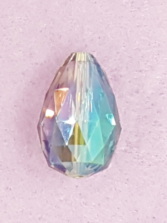 TEARDROPS - 28 x 18MM FACETED GLASS - ELECTROPLATED - GREEN