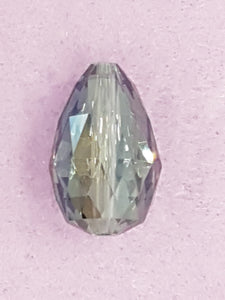 TEARDROPS - 28 x 18MM FACETED GLASS - ELECTROPLATED - STEEL BLUE