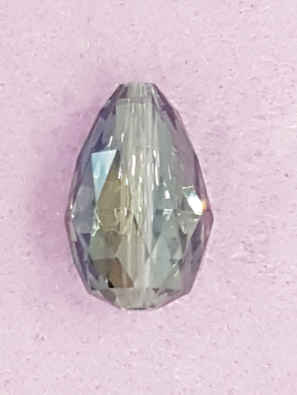 TEARDROPS - 28 x 18MM FACETED GLASS - ELECTROPLATED - STEEL BLUE