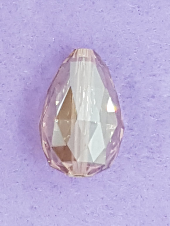 TEARDROPS - 28 x 18MM FACETED GLASS - ELECTROPLATED - APRICOT