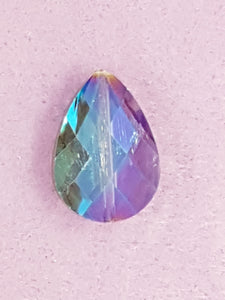 TEARDROPS - 24 X 17MM FACETED GLASS - PLATED TEAL/CRIMSON