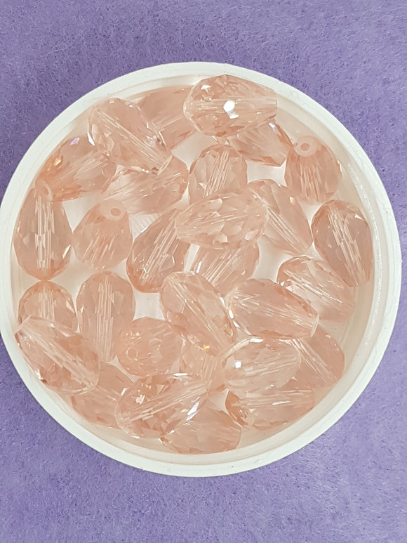 TEARDROPS - 15 X 10MM FACETED GLASS - PINK