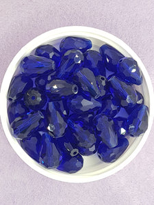 TEARDROPS - 15 X 10MM FACETED GLASS - COBALT