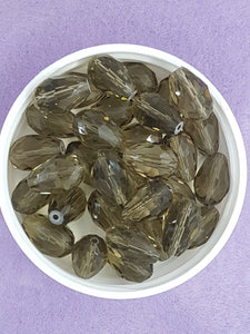 TEARDROPS - 15 X 10MM FACETED GLASS - OLIVE