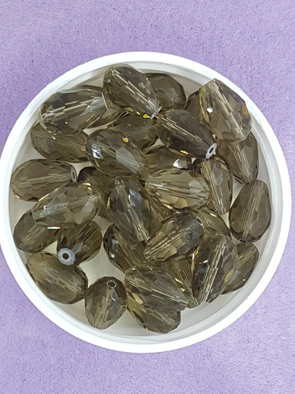 TEARDROPS - 15 X 10MM FACETED GLASS - OLIVE