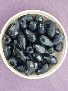 TEARDROPS - 15 X 10MM FACETED GLASS - STEEL BLUE