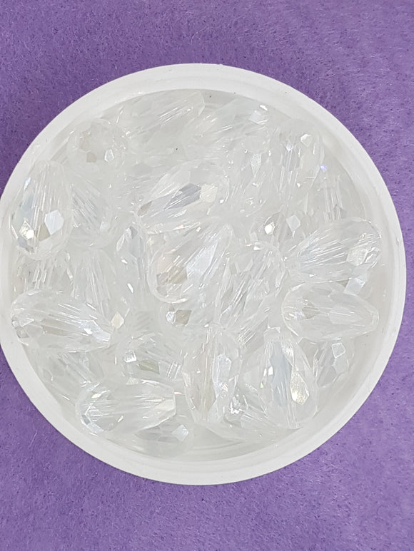 TEARDROPS - 15 X 10MM FACETED GLASS - AB COLOUR