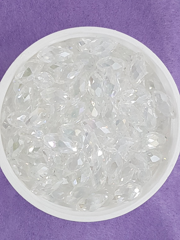 TEARDROPS - 13 X 6MM FACETED GLASS - AB PLATED