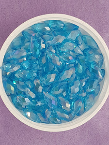 TEARDROPS - 12 X 6MM FACETED GLASS CRYSTAL - SKY BLUE PLATED