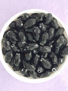 TEARDROPS - 11 X 8MM FACETED GLASS - BLACK
