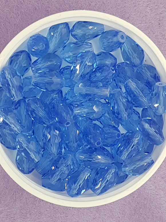 TEARDROPS - 11 X 8MM FACETED GLASS - MEDIUM BLUE