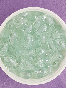 TEARDROPS - 11 X 8MM FACETED GLASS - ICE MINT
