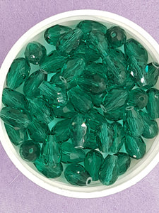 TEARDROPS - 11 X 8MM FACETED GLASS - TEAL GREEN