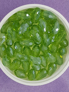 TEARDROPS - 11 X 8MM FACETED GLASS - GREEN