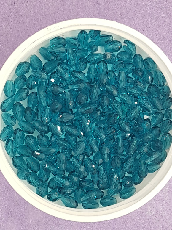 TEARDROPS - 6 X 4MM FACETED GLASS - DARK TURQUOISE