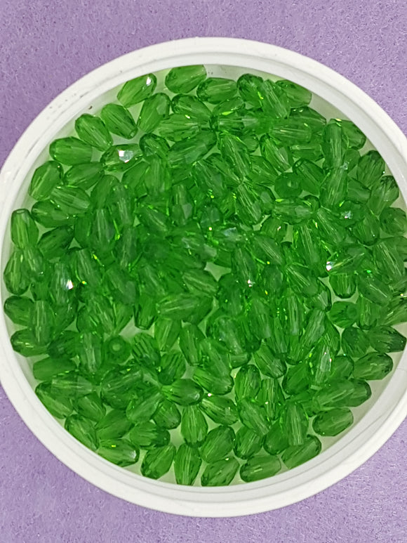 TEARDROPS - 6 X 4MM FACETED GLASS - GREEN