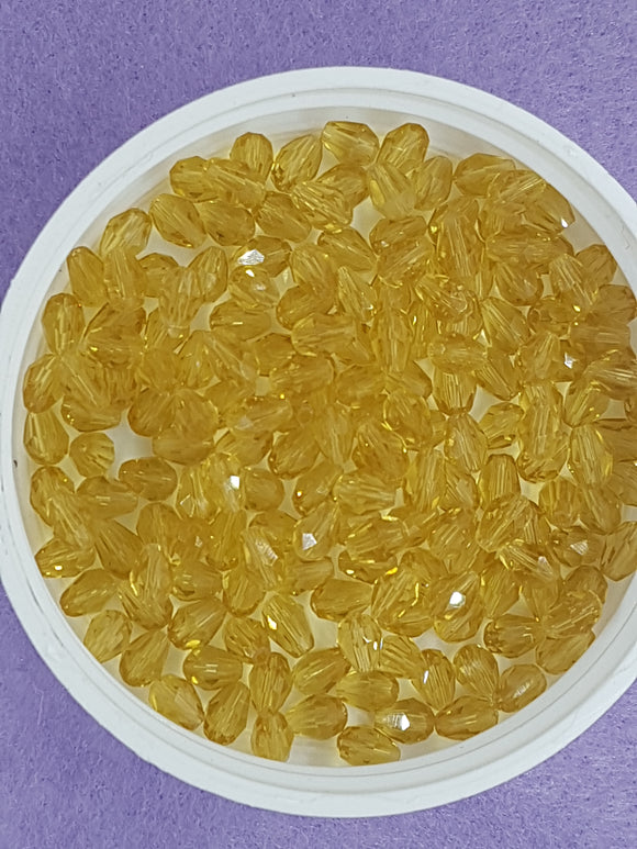 TEARDROPS - 6 X 4MM FACETED GLASS - DARK YELLOW