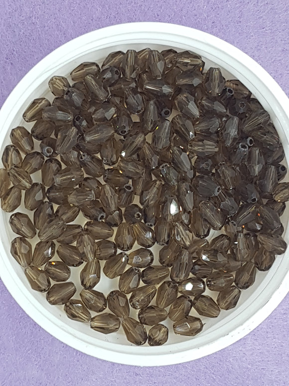 TEARDROPS - 6 X 4MM FACETED GLASS - BROWN