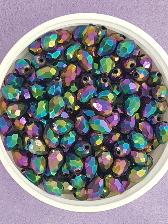 TEARDROPS - 7 X 6MM FACETED GLASS - E.PLATED VITRAIL