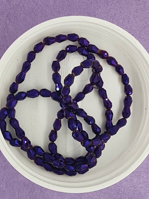 TEARDROPS - 5 X 3MM FACETED GLASS - E.PLATED PURPLE/BRONZE