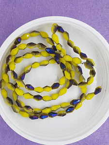 TEARDROPS - 5 X 3MM FACETED GLASS - E.PLATED YELLOW/PURPLE