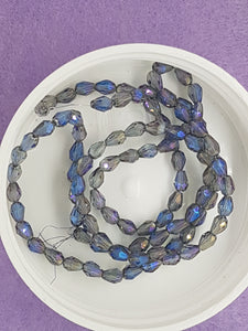 TEARDROPS - 5 X 3MM FACETED GLASS - E.PLATED BLUE/RAINBOW