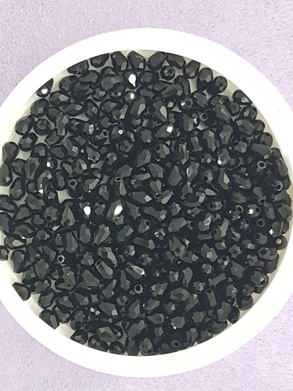 TEARDROPS - 4MM FACETED GLASS - BLACK