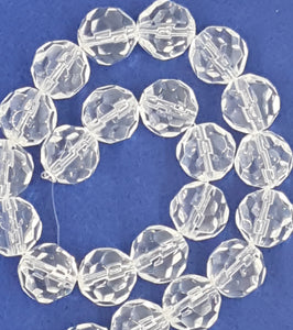 14MM GLASS BEADS - FACETED CLEAR