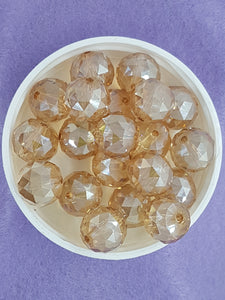 ROUND - 14MM FACETED GLASS - E. PLATED APRICOT