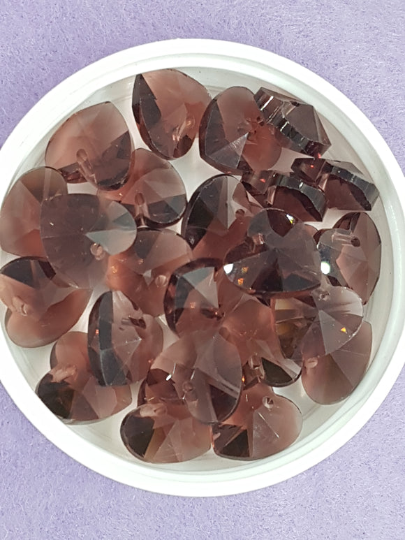 HEARTS - 14MM FACETED GLASS - AMETHYST