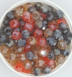 8MM GLASS BEADS - ELECTROPLATED FACETED AUTUMN MIX