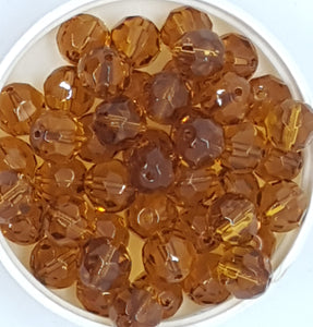 10MM GLASS BEADS - 25 PER PACKET - DARK GOLDEN ROD