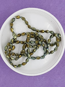 TEARDROPS - 5 X 3MM FACETED GLASS - E.PLATED GREEN/GOLD