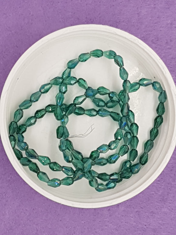 TEARDROPS - 5 X 3MM FACETED GLASS - E.PLATED TEAL