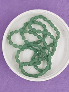 TEARDROPS - 5 X 3MM FACETED GLASS - OLIVE