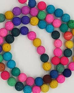 10MM LAVA BEADS - MIXED COLOURS