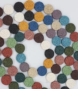 20MM LAVA BEADS - MIXED FLAT ROUNDS