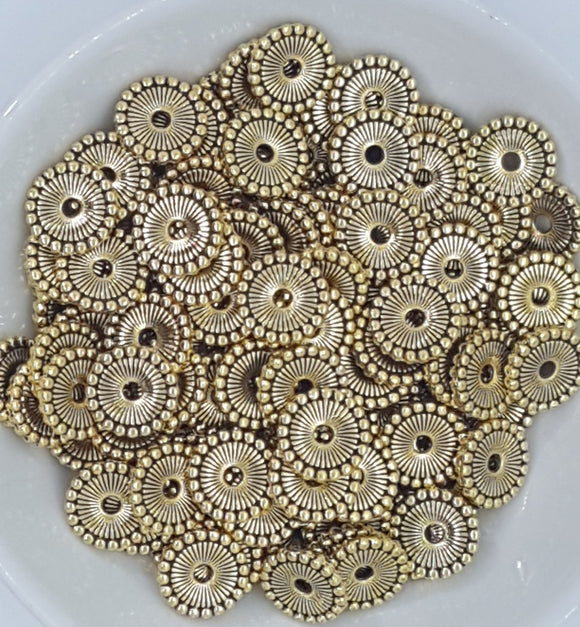 ANTIQUE GOLDEN METAL - 12MM DAISY SPACER BEADS