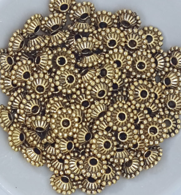 ANTIQUE GOLDEN METAL - 11X5MM TIBETAN STYLE SPACER BEADS