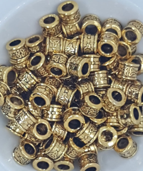 ANTIQUE GOLDEN METAL - 10X8MM TIBETAN STYLE SPACER BEADS