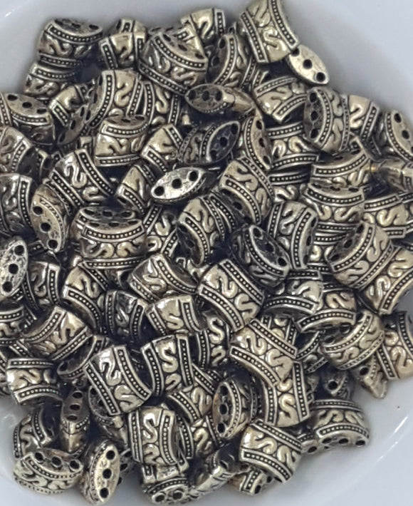 ANTIQUE GOLDEN METAL - 12X8MM TIBETAN STYLE PILLOW BEADS