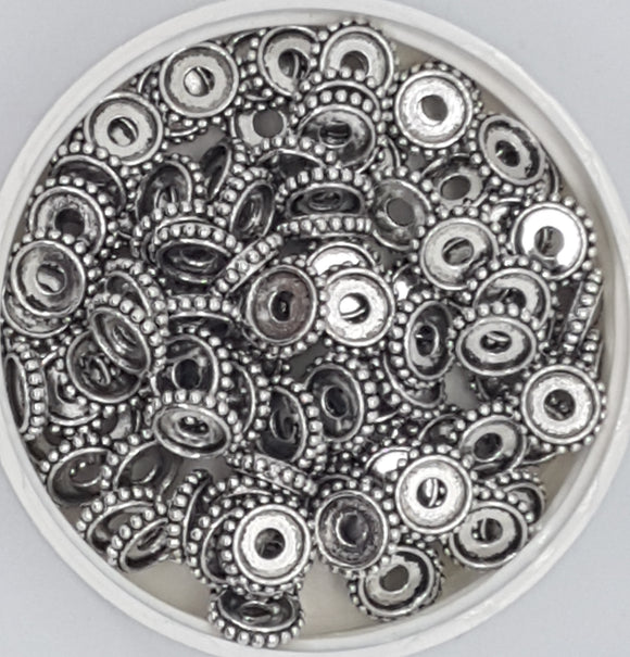 ANTIQUE SILVER METAL - 10X2MM RONDELLE SPACER BEADS