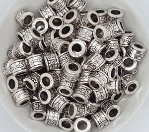 ANTIQUE SILVER METAL - 10X8MM TIBETAN STYLE SPACER BEADS
